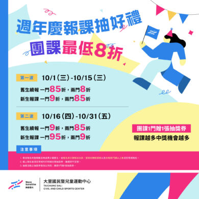 【週年慶】報課抽好禮　所有團課最低８折起